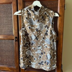 Ann Taylor Mock Neck Print Blouse NWT